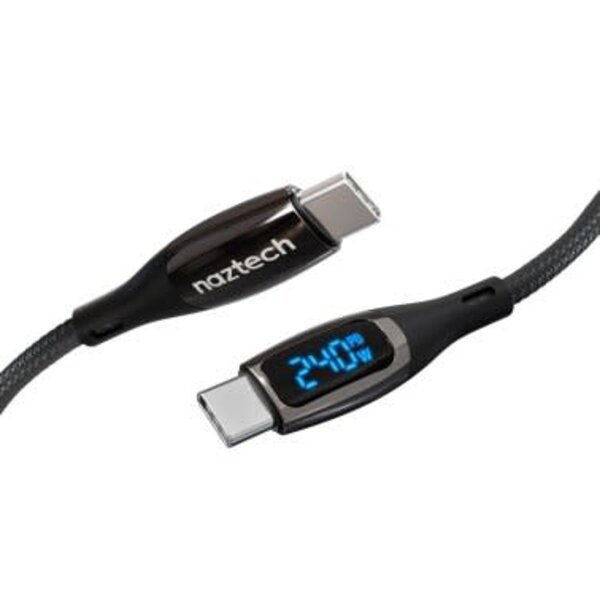 Naztech 12 ft DigiWATT 240W USB-C to USB-C Digital Fast Charge Cable with LED Power Display