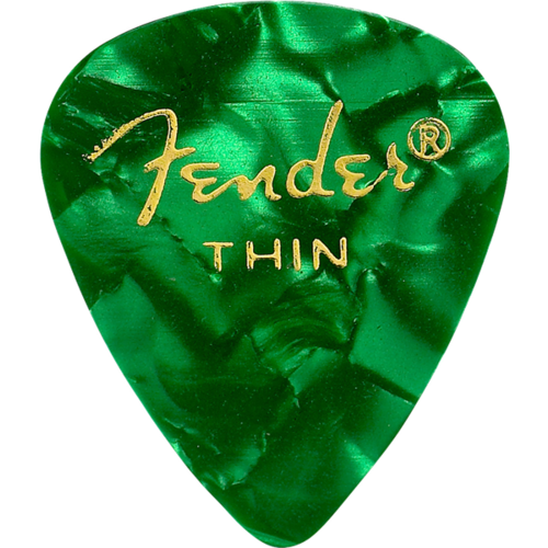 Fender Fender Premium Celluloid 351 Shape Picks Thin Green Moto 12 Pack