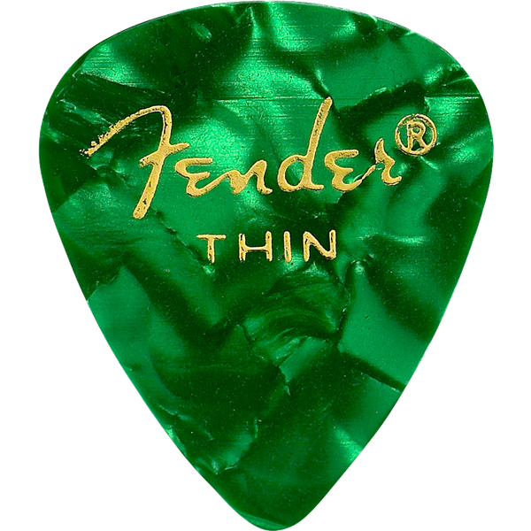 Fender Fender Premium Celluloid 351 Shape Picks Thin Green Moto 12 Pack