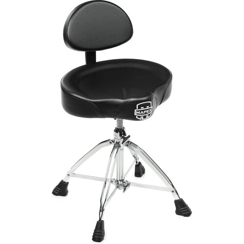 Mapex Mapex T875 Saddle Top Drum Throne with Back Rest and Double-Braced Quad Legs