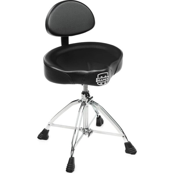 Mapex Mapex T875 Saddle Top Drum Throne with Back Rest and Double-Braced Quad Legs