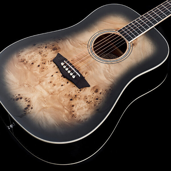 Washburn Washburn Deep Forest Burl Dreadnought Acoustic Guitar, Black Fade