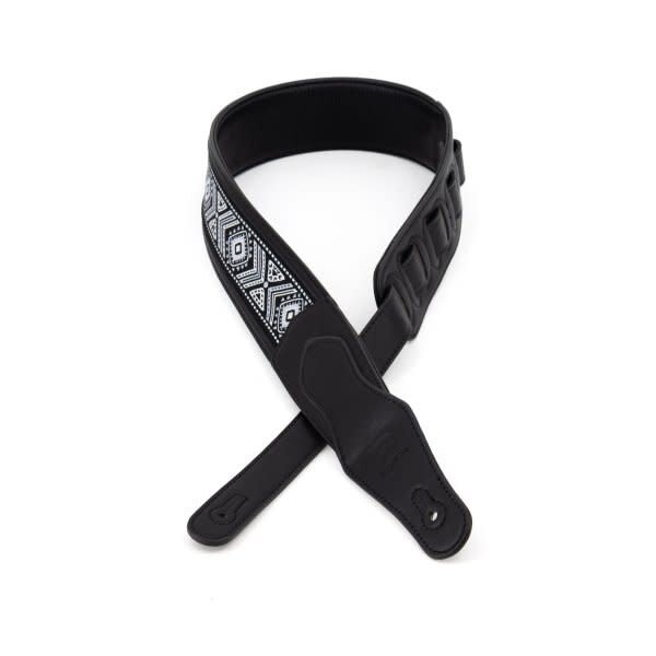 Profile 2.5" Leather Strap with Burgundy Suede and Black Leather Arrow Pattern Black