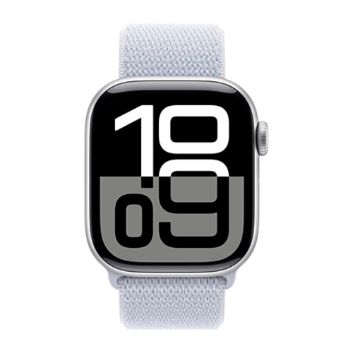 Apple Apple Watch 10 46mm Aluminium Silver case with Blue Cloud Sport Loop Band
