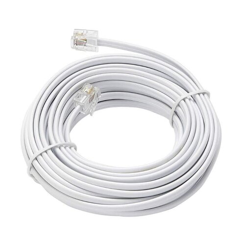 COMTRUE Telephone Extension Line Cord Cable Wire, Land Phone line, White, 25ft, Standard RJ11 Plugs