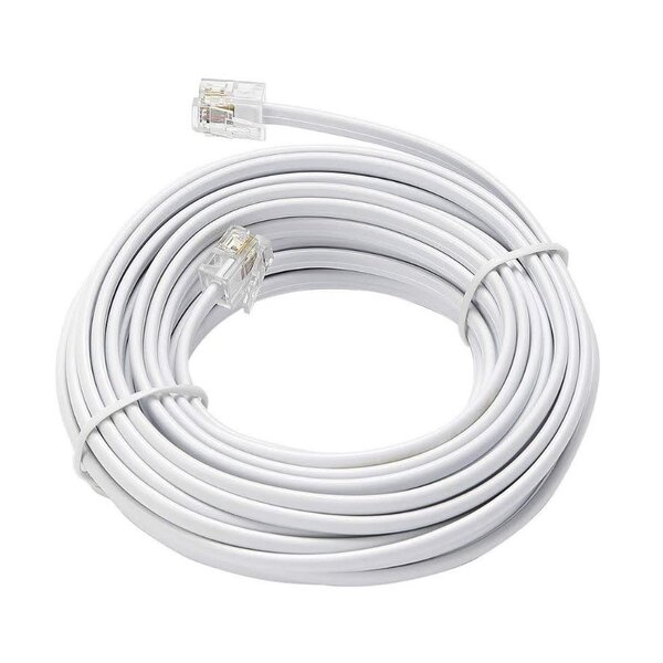 COMTRUE Telephone Extension Line Cord Cable Wire, Land Phone line, White, 25ft, Standard RJ11 Plugs