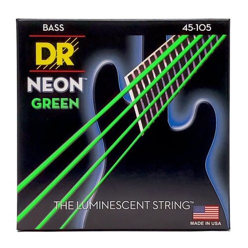 Dr. Strings DR Handmade Strings Neon Green Coated Bass Strings Medium 45-105
