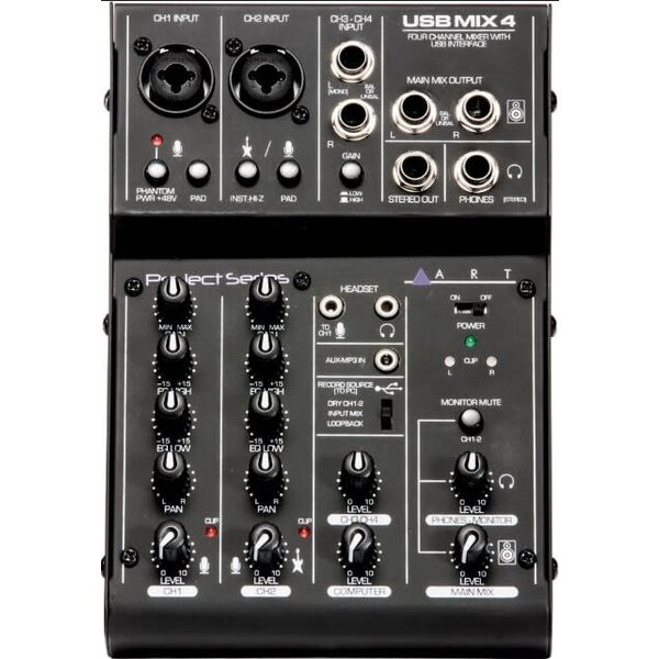ART ART Pro Audio 4 Channel USB Recording Mixer