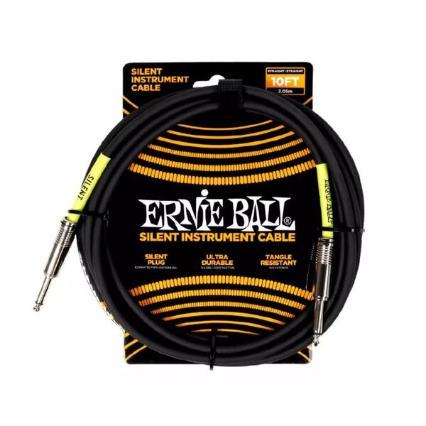 Ernie Ball Ernie Ball 10' Silent Instrument Cable Straight/Straight Black