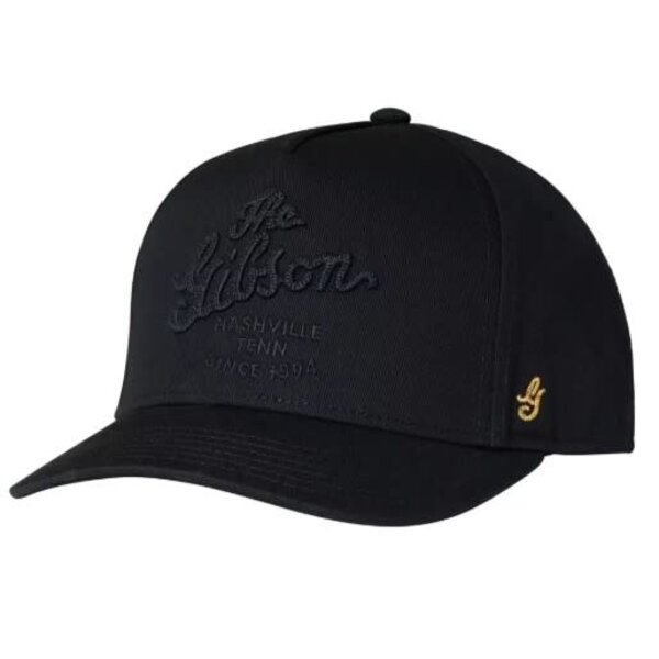 Gibson Script Logo Structured Snapback Hat Black