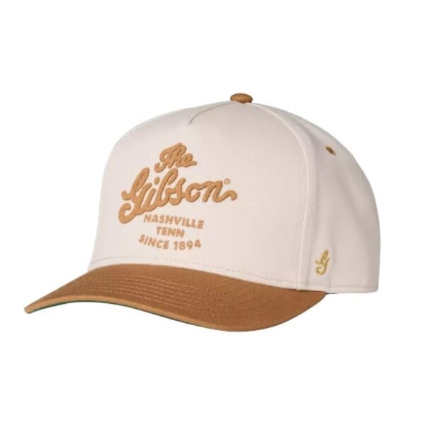 Gibson Script Logo Structured Snapback Hat Beige