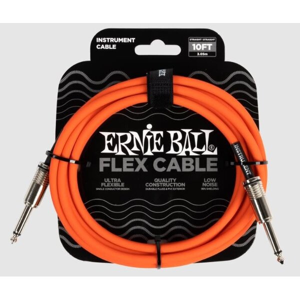 Ernie Ball Ernie Ball Flex Instrument Cable Straight/Straight 10 ft - Orange