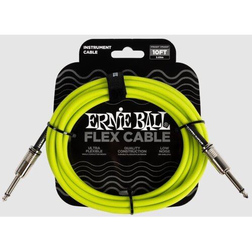 Ernie Ball Ernie Ball Flex Instrument Cable Straight/Straight 10 ft - Green