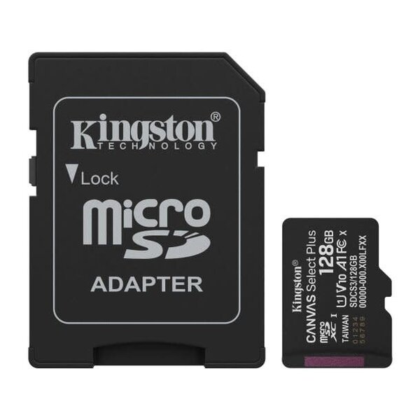 Kingston Kingston 128GB microSDXC Canvas Select Plus Gen3 150MB/s A1 Card + Adapter