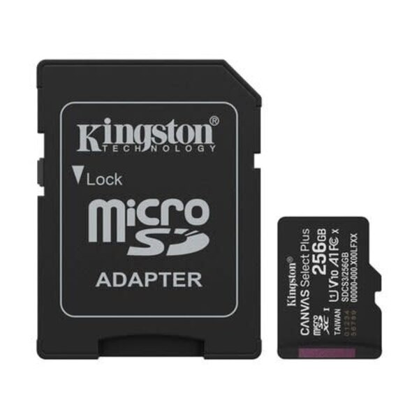 Kingston Kingston SDCS3/256GB 256GB microSDXC Canvas Select Plus Gen3 150MB/s A1 Card w/Adapter