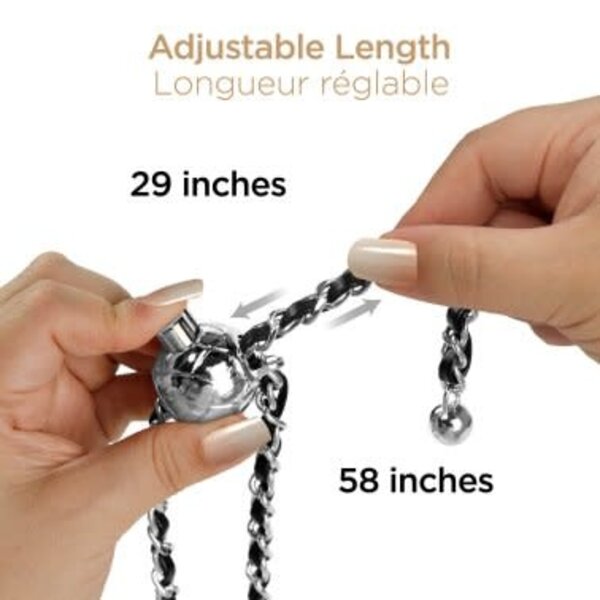 HyperGear TECHcessories Universal Crossbody Phone Strap - Silver Chain Black Vegan Leather