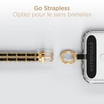 HyperGear TECHcessories Universal Crossbody Phone Strap - Gold Chain Black Vegan Leather