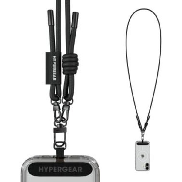 HyperGear TECHcessories Universal Crossbody Phone Strap - Black Braided Rope