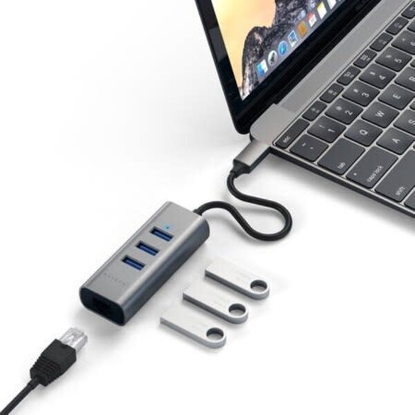 Satechi Satechi USB-C 2-in-1 Hub with Ethernet Space Gray