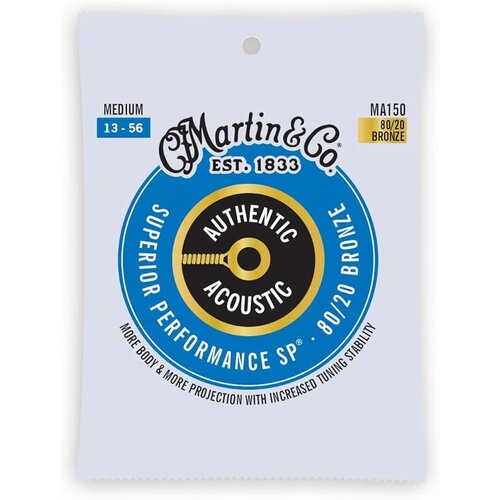 Martin & Co Martin Authentic Acoustic Guitar Strings Superior Performance Medium 13-56 80/20 Bronze