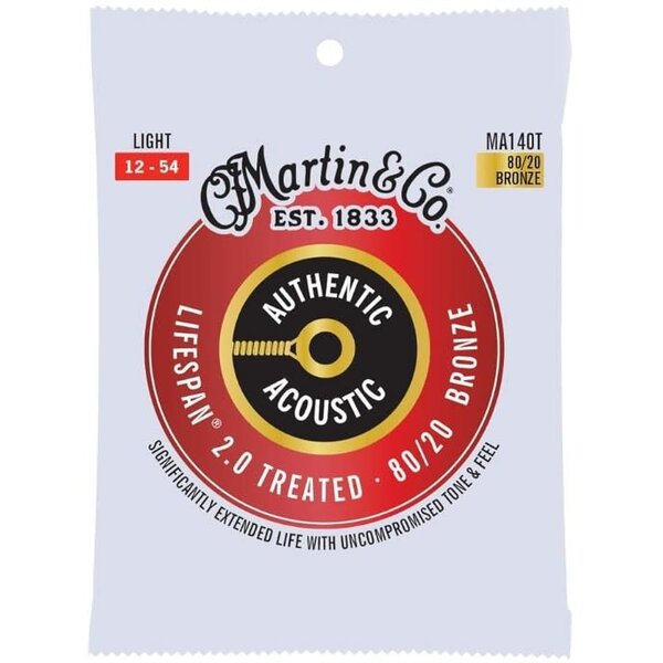 Martin & Co Martin Authentic Acoustic Guitar Strings Lifespan 2.0 Treated Light 80/20 Bronze