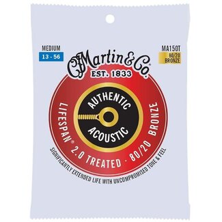 Martin & Co Martin Authentic Acoustic Guitar Strings Lifespan 2.0 Treated Medium 80/20 Bronze