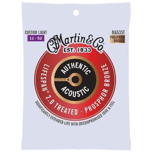 Martin & Co Martin Authentic Acoustic Guitar Strings Lifespan 2.0 Treated Custom Light