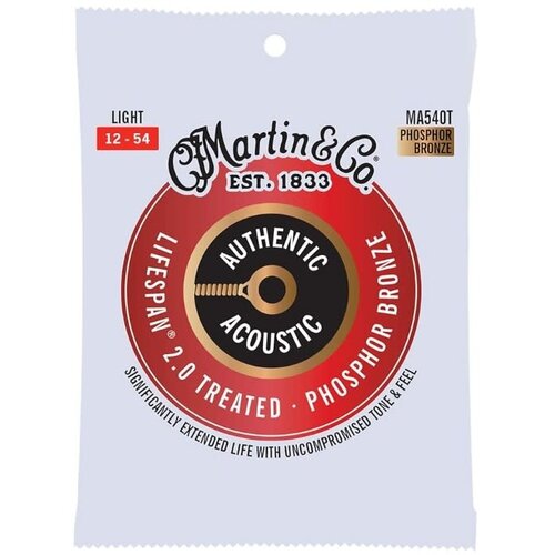 Martin & Co Martin Authentic Acoustic Guitar Strings Lifespan 2.0 Treated Light