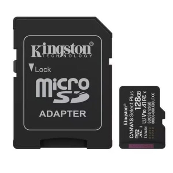 Kingston Kingston 128GB microSDXC Canvas Select Plus Gen3 150MB/s A1 Card + Adapter