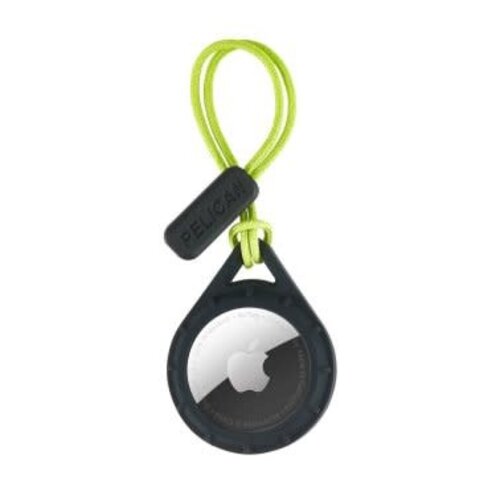 Apple AirTag Pelican Protector w/Cord Black/Lime Green