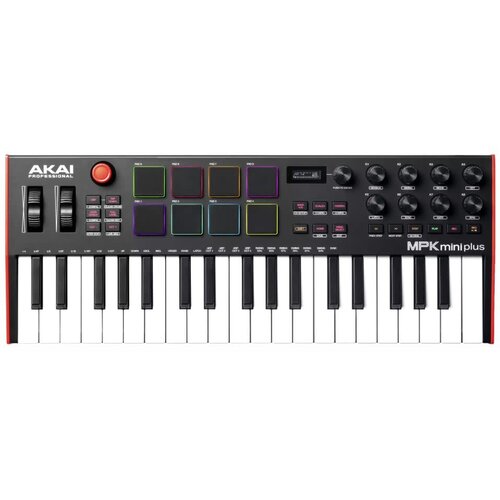 Akai Akai Professional MPK Mini Plus - USB MIDI Keyboard Controller with 37 Mini Keys, 8 MPC Pads, Sequencer, MIDI/CV/Gate I/O, Music Production Software and Native Instruments Sound Package