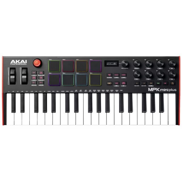 Akai Akai Professional MPK Mini Plus - USB MIDI Keyboard Controller with 37 Mini Keys, 8 MPC Pads, Sequencer, MIDI/CV/Gate I/O, Music Production Software and Native Instruments Sound Package