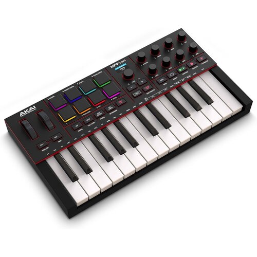 Akai Akai Professional MPK Mini IV USB-C MIDI Keyboard Controller for Beginners and Producers - MPC Drum Pads, 360° Knobs, Pitch and Mod Wheels, Production Software, Native Instruments Sound Package, Black