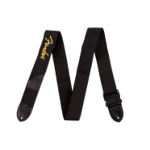 Fender Fender Logo Strap Black/Yellow Logo 2"