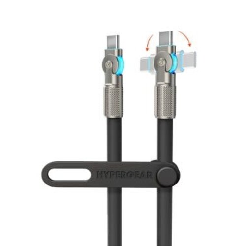 HyperGear 6 ft. 180cm USB-C to USB-C Chunky 180 Rugged Cable w/Rotating Connectors Black
