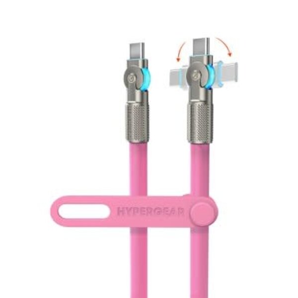 HyperGear 6 ft. 180cm USB-C to USB-C Chunky 180 Rugged Cable w/Rotating Connectors Pink
