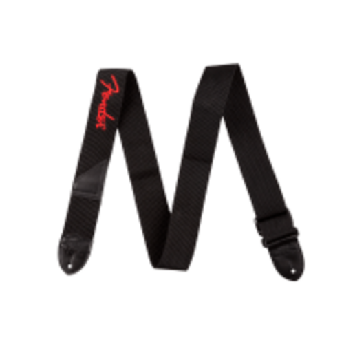 Fender Fender Logo Strap Black/Red Logo 2"