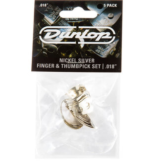 Jim Dunlop Dunlop 33P018 Nickel Silver Finger & Thumbpicks .18mm 5 Pack