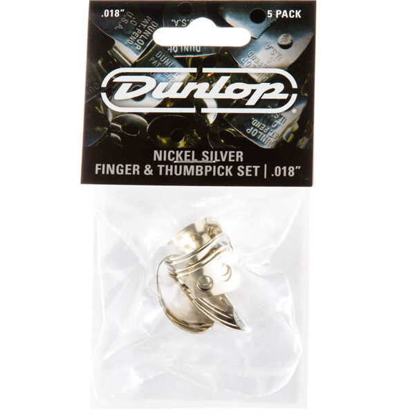 Jim Dunlop Dunlop 33P018 Nickel Silver Finger & Thumbpicks .18mm 5 Pack