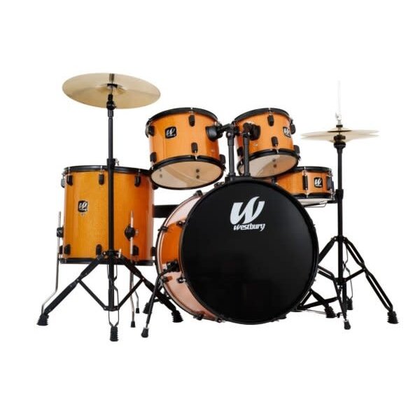 Westbury Westbury 400 Series 5-Piece Stage Drumset With 22" Bass Drum & Throne Tangerine Sparkle