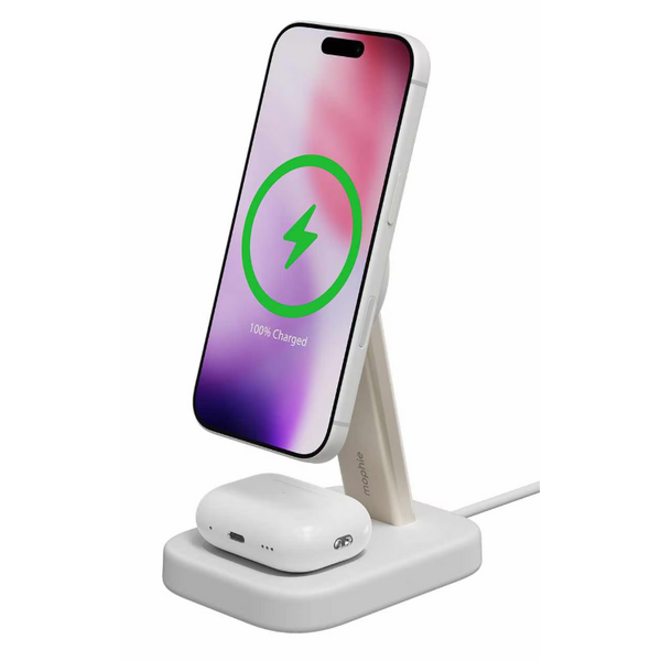 Mophie Mophie Qi2 2-in-1 Wireless Charging Stand 15W White for Phone and Apple AirPods
