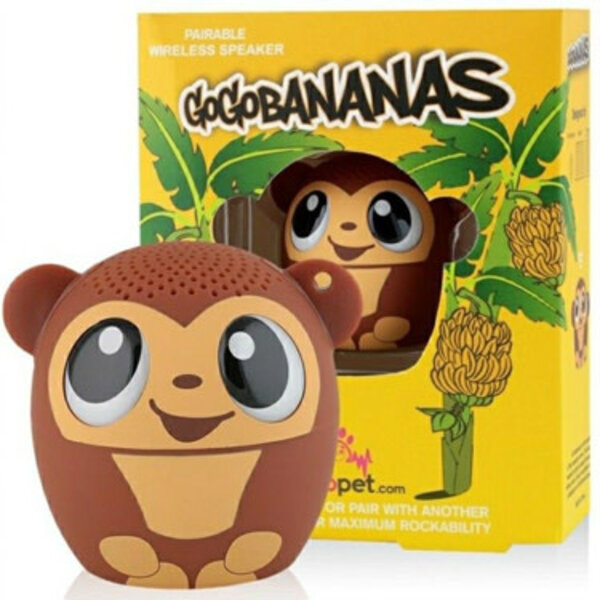 My Audio Pet Speaker Bluetooth Monkey – GoGo Bananas TWS & Lanyard Included 3 Watts Built in Mic Selfie Remote