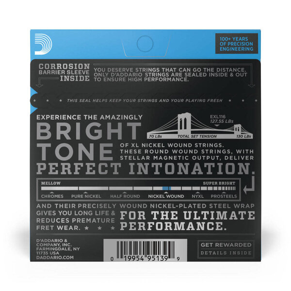 D'Addario D’Addario EXL116 Nickel Wound XL Electric Strings Medium/Heavy 11-52