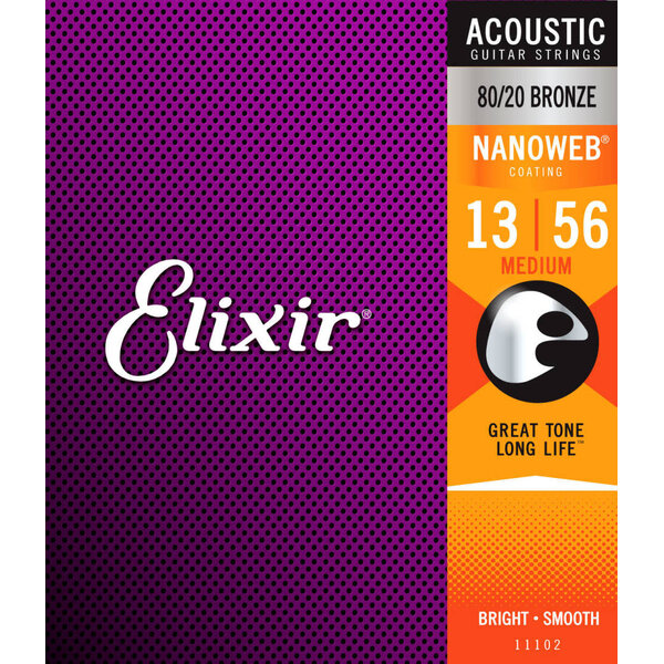 Elixir Elixir Medium Acoustic 80/20 Bronze With Nanoweb Coating .013 - .056