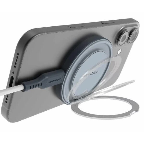 Ventev Ventev Qi2 15W Wireless Magnetic Charger with Stand Silver