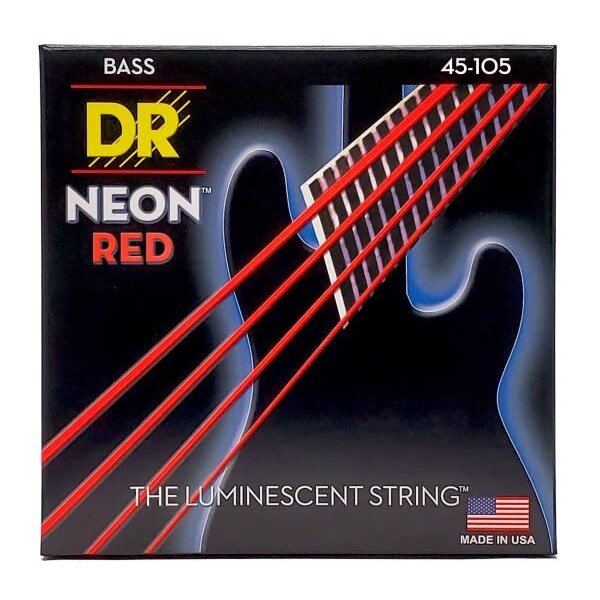 Dr. Strings DR Handmade Strings Neon Red Bass Strings Medium 45-105