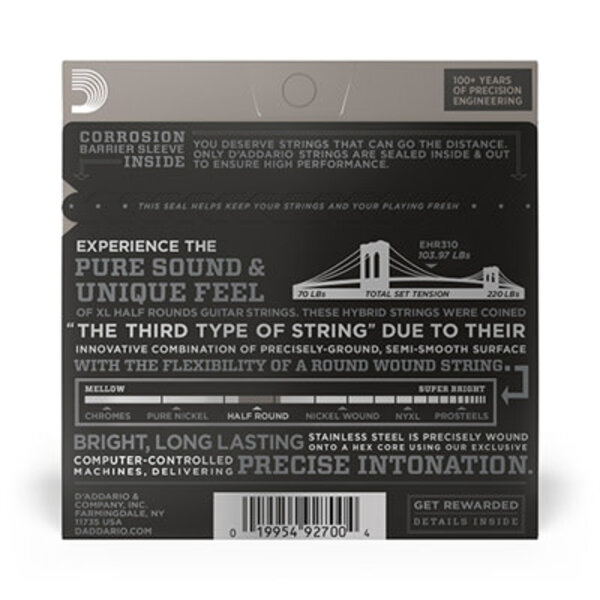 D'Addario D'Addario EHR310 Half Round Electric Guitar Strings, Regular Light, 10-46