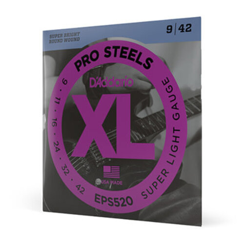 D'Addario D'Addario EPS520 ProSteels Electric Guitar Strings, Super Light, 09-42