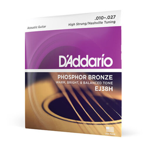 D'Addario D'Addario EJ38H Phosphor Bronze Acoustic Guitar Strings, High Strung/Nashville Tuning, 10-27
