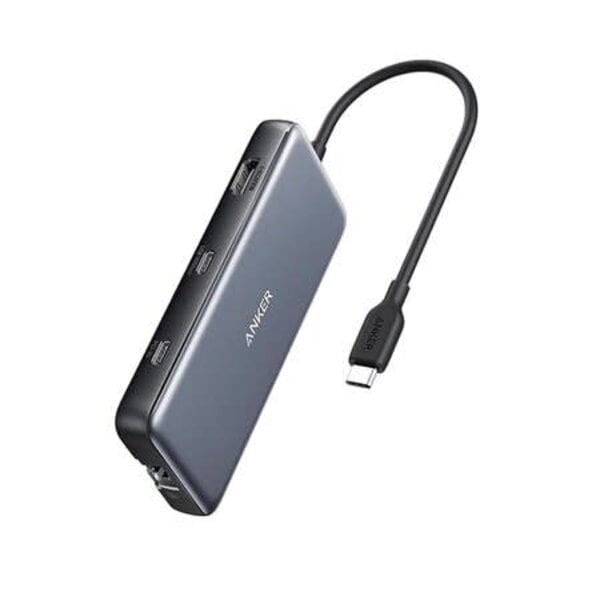 Anker Anker 8-in-1 Multiport Ethernet Adapter with 4K 60Hz HDMI Port/85W PD 10Gbps USB-C and 2-A Data Ports/microSD SD Card Reader Gray